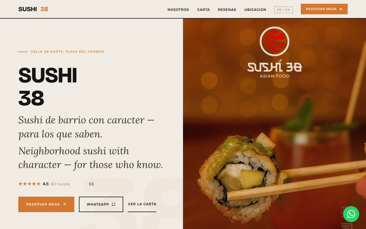 Sushi 38 website
